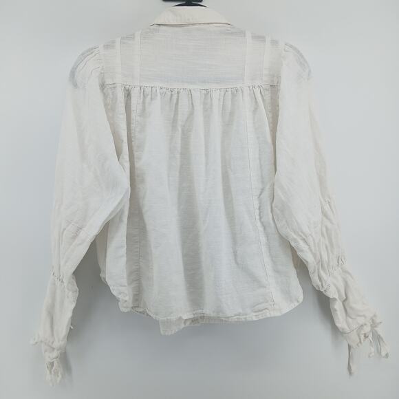 Free People Kiss Kiss Blouse XS Oversize Boho Cottage Renaissance Romantic - Picture 9 of 12